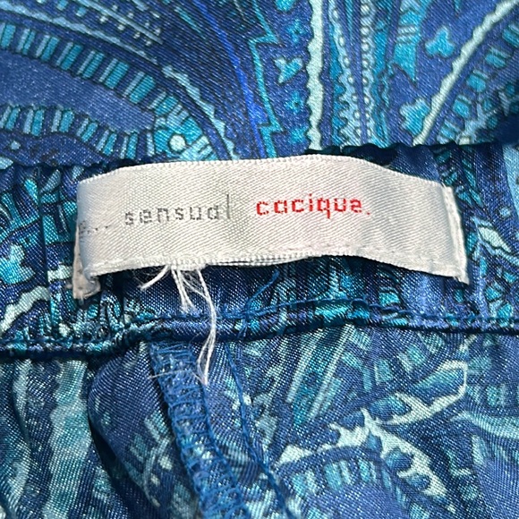 3X Cacique silky pajama capri pants paisley blue - Picture 2 of 2
